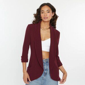 FrenchMauve Melanie Printed Knit Tunic Blazer (Burgundy) – Size L